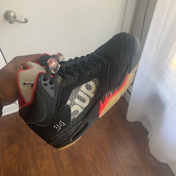 Air Jordan 5 Size 12 Supreme Black - Picture 2 of 5